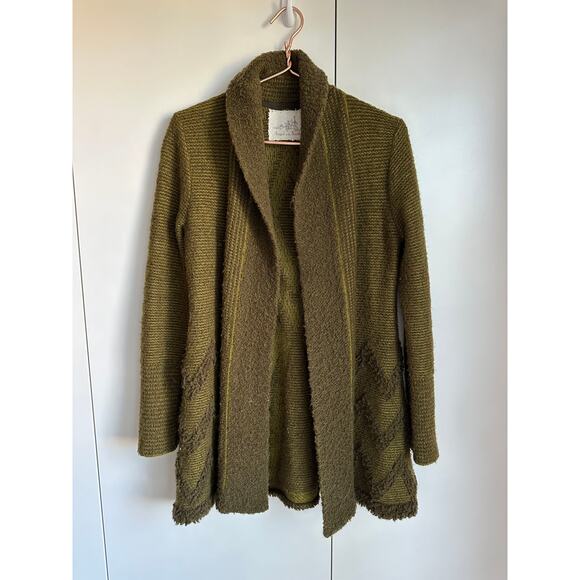 Anthropologie Angel of the North Womens Cardigan Size Large Green Wool Chevron - Picture 4 of 9